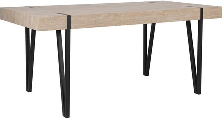 Beliani Industrialny stół obiadowy do jadalni 180x90 cm metalowe nogi jasne drewno Adena