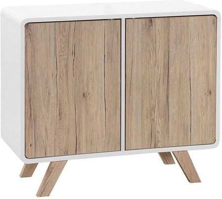 Beliani Minimalistyczna komoda jasne drewno biała szafka pod telewizor Milo