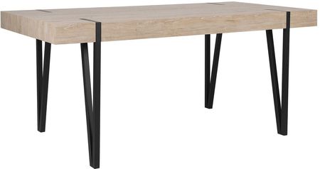 Beliani Industrialny stół obiadowy do jadalni 150x90 cm metalowe nogi jasne drewno Adena