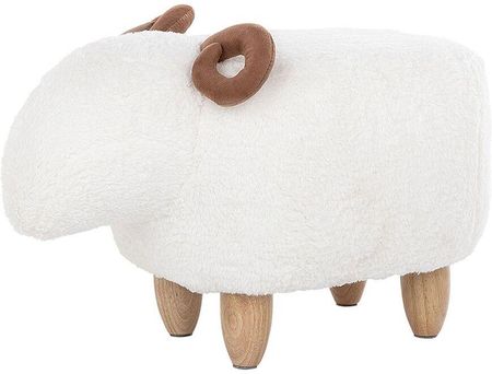 Beliani Pufa zwierzak biały poliester baranek drewniane nóżki Lamb