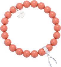 Sotho Pomarańczowa Bransoletka Perły Swarovski Elements Ze Srebrną Kością Szczęścia Wishbone B0432