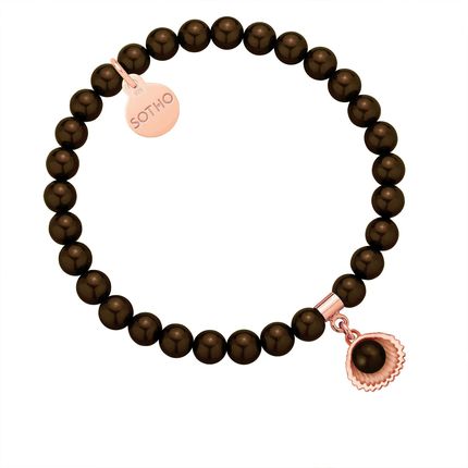 Sotho Bransoletka Z Pereł Swarovski Crystal W Kolorze Deep Brown Z Muszelką B1317