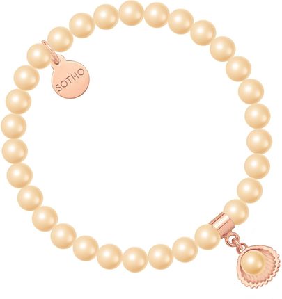 Sotho Bransoletka Z Pereł Swarovski Crystal W Kolorze Peach Z Muszelką B1341