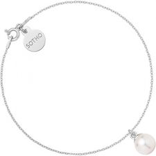 Sotho Srebrna Bransoletka Z Białą Perłą Swarovski Crystal B1628