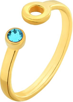 Sotho Złoty Pierścionek Z Karmą I Kryształkiem Blue Zircon Swarovski Crystal P0001
