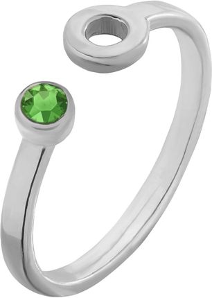 Sotho Srebrny Pierścionek Z Karmą I Kryształkiem Fern Green Swarovski Crystal P0012