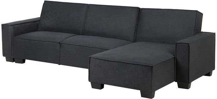 Beliani Narożnik lewostronny rozkładany sofa 3-osobowa grafitowa Romedal - zdjęcie 3 Beliani Narożnik lewostronny rozkładany sofa 3-osobowa grafitowa Romedal
