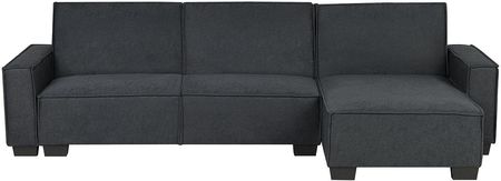Beliani Narożnik lewostronny rozkładany sofa 3-osobowa grafitowa Romedal