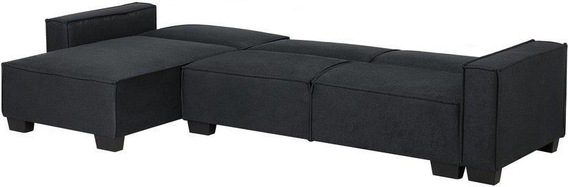 Beliani Narożnik prawostronny rozkładany sofa 3-osobowa grafitowa Romedal - zdjęcie 1 Beliani Narożnik prawostronny rozkładany sofa 3-osobowa grafitowa Romedal