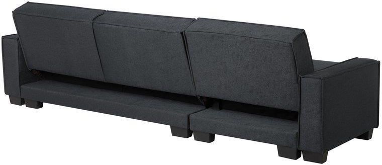 Beliani Narożnik prawostronny rozkładany sofa 3-osobowa grafitowa Romedal - zdjęcie 5 Beliani Narożnik prawostronny rozkładany sofa 3-osobowa grafitowa Romedal