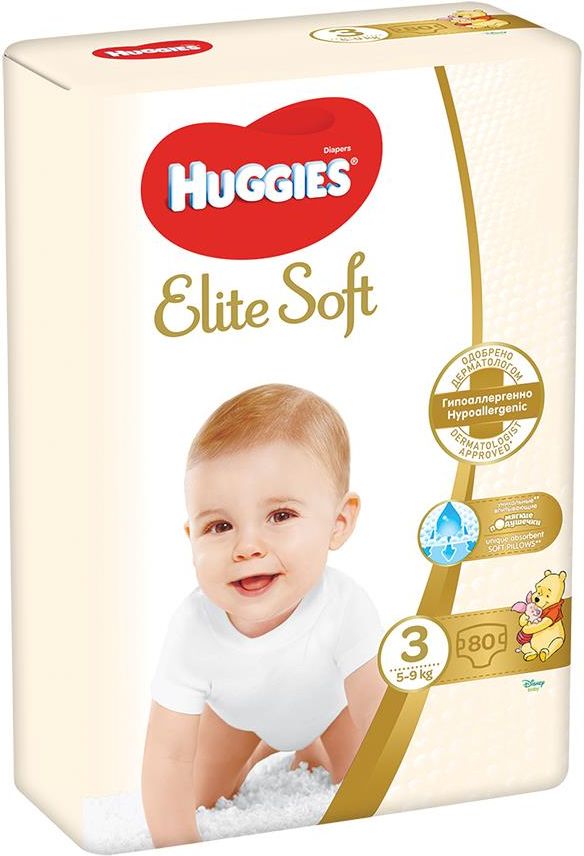 Huggies Elite Soft 3 80szt 4-9Kg - Pieluszki jednorazowe dla dzieci o wadze 4-9 kg Ilość w opakowaniu 80 - Ceneo.pl