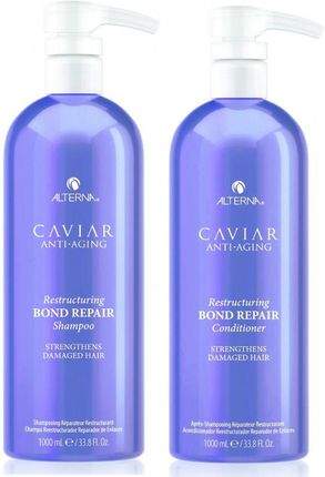 Alterna Caviar Restructuring Bond Repair Zestaw Do Włosów Zniszczonych Szampon 1000ml + Odżywka 1000ml