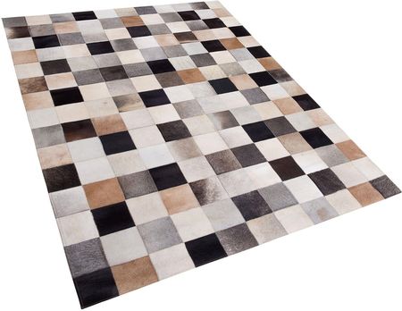 Beliani Retro dywan patchwork skóra bydlęca brązowo-beżowy 200 x 300 cm Soke