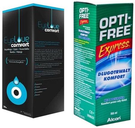 Płyn Eyelove Comfort 360 ml + Płyn Opti-Free Express 355 ml