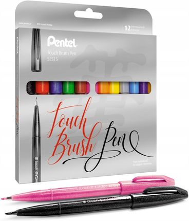 Pisaki artystyczne 12kol Touch Brush Pen Pentel