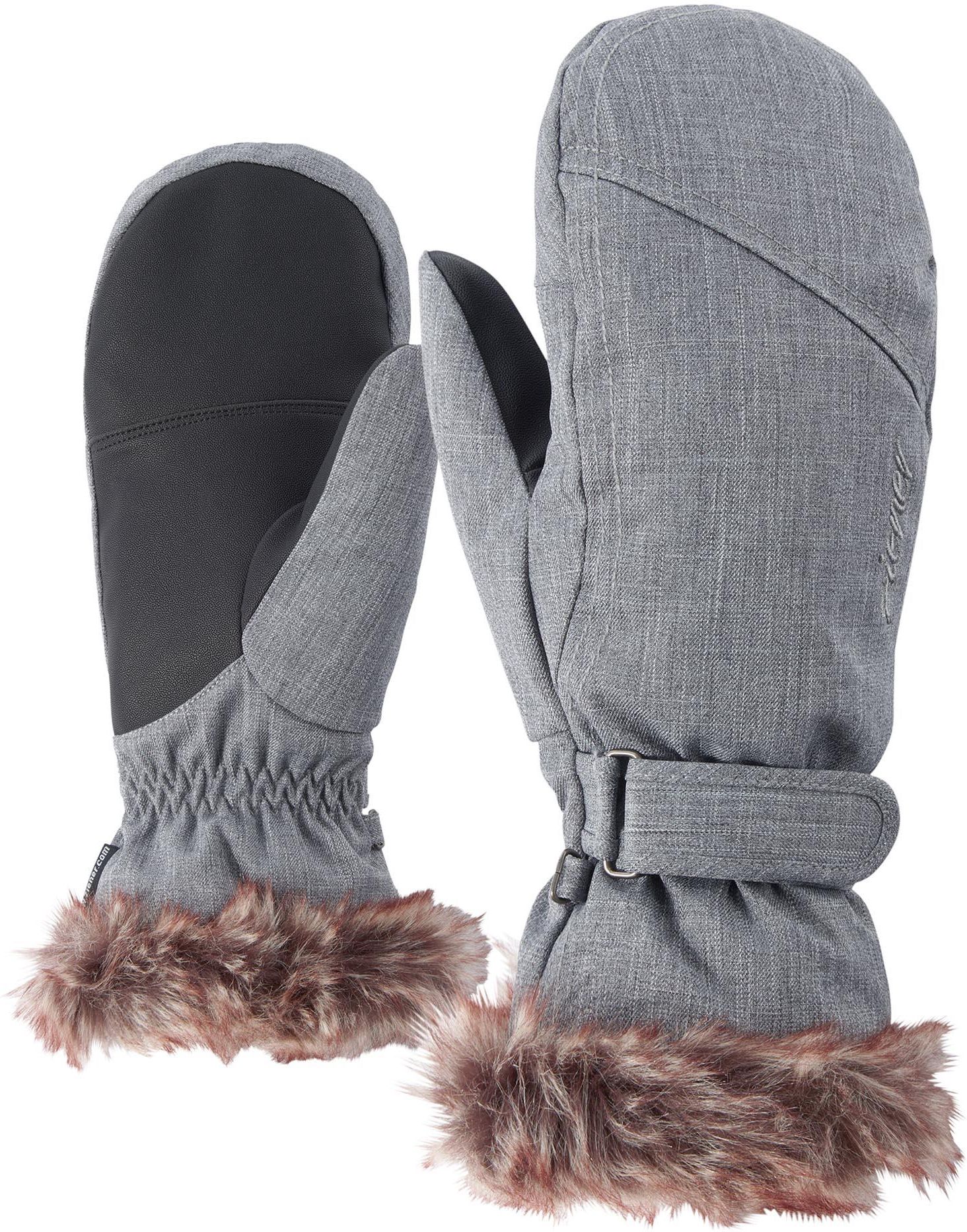 Moufles De Ski Ziener KEM Lady - Fourrure Synthétique, Doublure Douce, Coupe Fine, Broderies, Pour Femme