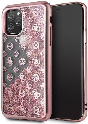 Guess GUHCN58PEOLGPI iPhone 11 Pro różowo-złoty/rose-gold hard case 4G Peony Liquid Glitter - Różowy