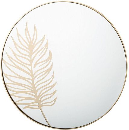 Beliani Dekoracyjne okrągłe lustro ścienne złote 57 cm wzór liścia styl retro Sauvie