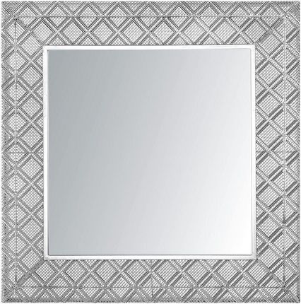 Beliani Lustro wiszące srebrne metalowe kwadratowe dekoracyjne 80 x 80 cm Evettes