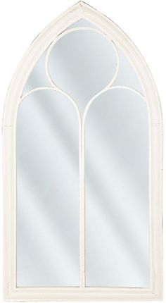 Beliani Ozdobne lustro ścienne w kształcie okna 61 x 112 cm złamana biel Trelly