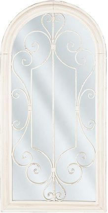 Beliani Lustro wiszące białe w kształcie okna dekoracyjne vintage z ramą metalowe Campel
