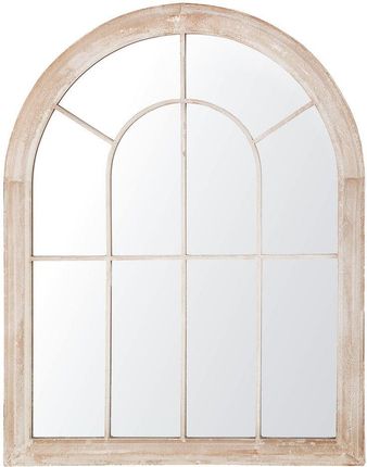 Beliani Lustro ścienne w kształcie okna łukowego do wnętrz 69 x 88 cm beżowe Embry