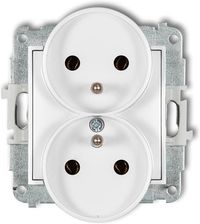 Zdjęcie Karlik Mechanizm Gniazda Podwójnego Do Ramki Z Uziemieniem Biały Mini (MGPR2Z) - Mikołów