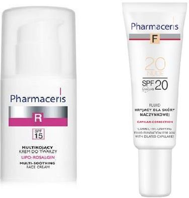 PHARMACERIS R Lipo-Rosalgin Krem do skóry suchej SPF15 30ml + Pharmaceris F Fluid kryjący dla skóry naczynkowej NUDE 20 SPF20 10ml