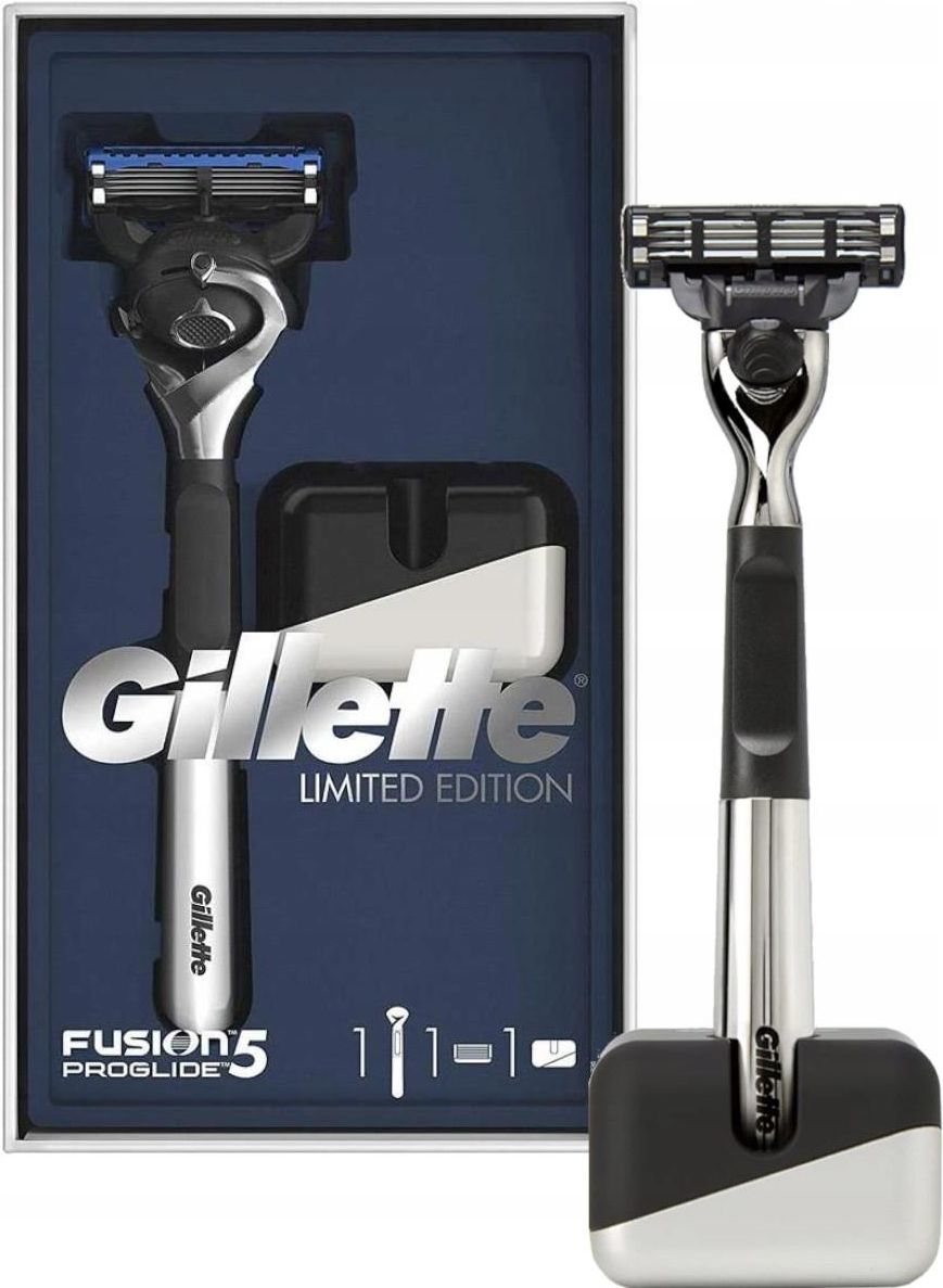 Gillette Prezentowy Zestaw Fusion5 Proshield Chill Chrome Golarka + Podstawka - zdjęcie 2 Gillette Prezentowy Zestaw Fusion5 Proshield Chill Chrome Golarka + Podstawka