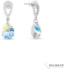 Spark Srebrne Swarovski Pear Drop Aurore Boreale Kc612810Ab