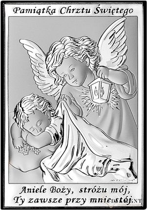 Sovrani Obrazek Srebrny Na Chrzest Św. Anioł Stróż Z Garwerem Bc6572/2X
