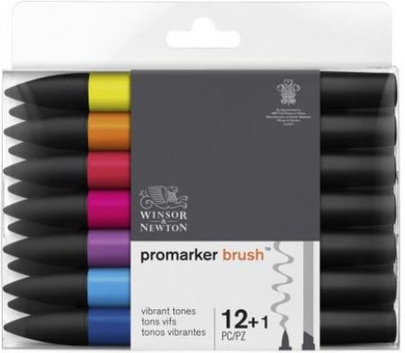 Winsor & Newton Zestaw Pisaków Brushmarker Vibrant Tones 12 Kolorów + 1