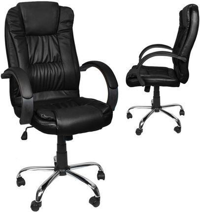 Fotel Biurowy Obrotowy Krzesło Biurowe Tilt Chrom Czarny 8983