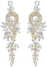 Zdjęcie KOLCZYKI DŁUGIE WISZĄCE KRYSZTAŁY ŚLUBNE ZŁOTE - Świdnik