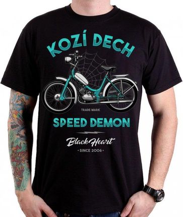 Koszulka T-shirt motocyklowy BLACK HEART Kozí dech, Czarny, M
