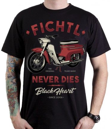 Koszulka T-shirt motocyklowy BLACK HEART Fichtl, Czarny, XL
