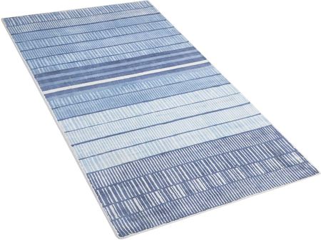 Beliani Ręcznie tkany dywan z wiskozy 80 x 150 cm w paski niebieski Yardere