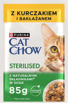 CAT CHOW Sterilised Mokra karma dla kotów sterylizowanych z kurczakiem i bakłażanem w sosie 85g