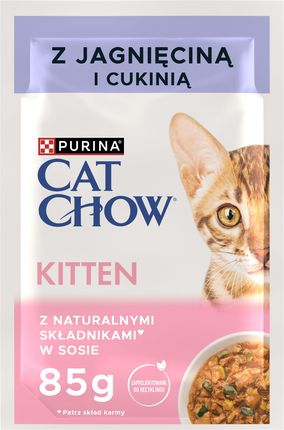 CAT CHOW Kitten Mokra karma dla kociąt z jagnięciną i cukinią w sosie 85g