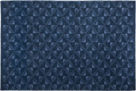 Beliani Dywan wełniany 140x200cm geometryczny wzór ręcznie tkany ciemnoniebieski Savran