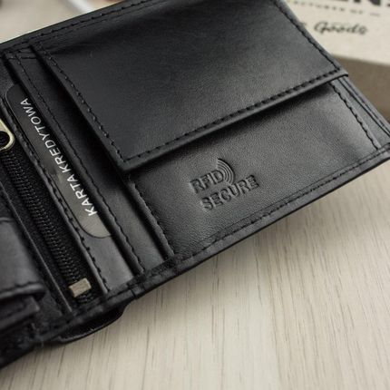 Portfel Męski Skórzany STEVENS Ochrona RFID Czarny - zdjęcie 2