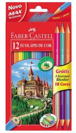 AmexFaber Castell Kredki 12 Kolorów Zamek + 3 Kredki Dwukolorowe