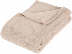 Koc Pled Gruby Miękki Mikrofibra Modny Beż 150x125