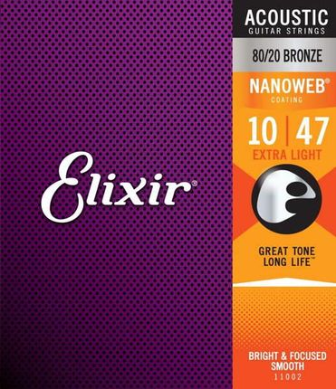 Elixir Struny Do Gitary Akustycznej Nanoweb 80/20 Bronze 10-47