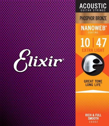 Elixir Struny Do Gitary Akustycznej Nanoweb Phosphor Bronze 10-47