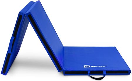 Hop-Sport Materac Gimnastyczny Składany Średnio Twardy Z Rzepami 5Cm Niebieski
