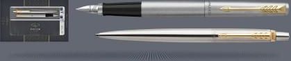 Pen Company Duo Parker Pióro Wieczne + Długopis Jotter Błyszcząca Stal Gt Stalówka M 2093257