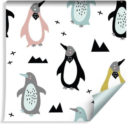 Muralo Tapeta Dla Dzieci - Kolorowe Pingwinki W Stylu Skandynawskim (243006948)