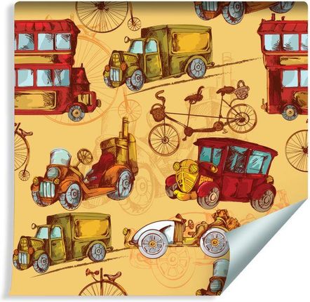 Muralo Tapeta Dla Dzieci - Starodawne Samochody I Rowery W Stylu Vintage (262125551)