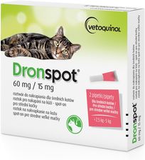 Vetoquinol Dronspot lek na odrobaczanie dla średnich kotów 60mg/15mg - dobre Pozostałe akcesoria dla kotów